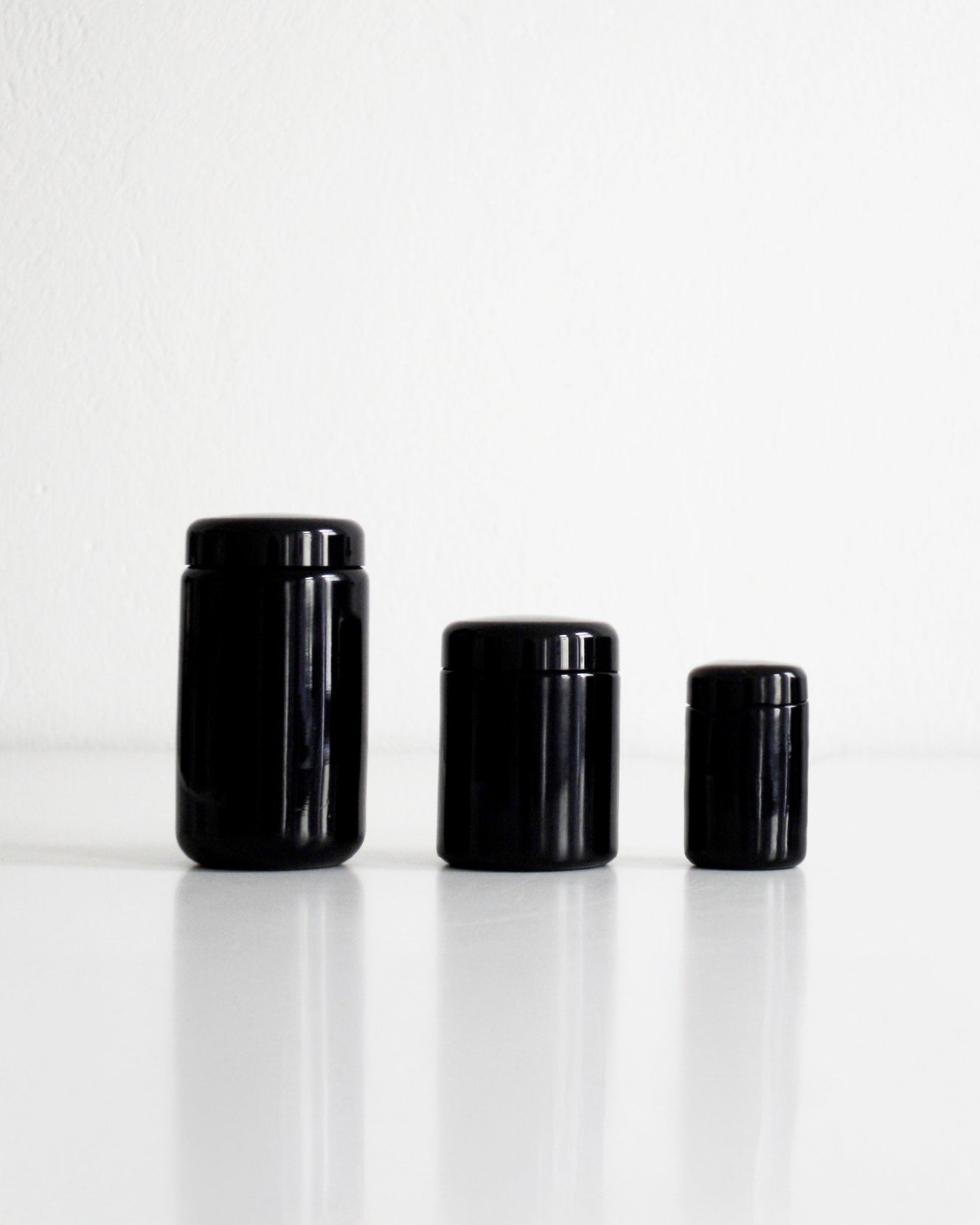 BLACK refill glass jars | wide neck
